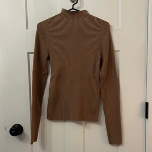 Babaton Tan Ribbed Knit Top